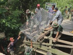 Sinergi TNI dan Warga Percepat Pembangunan Jembatan di Kampung Masdarling